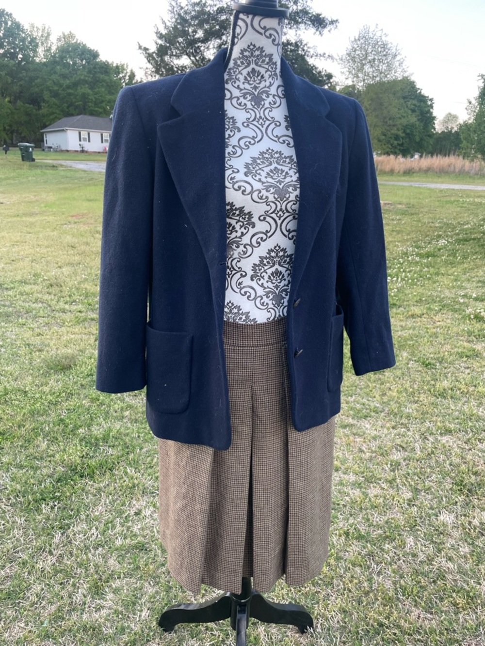 Brooks Brothers 346 Brown Houndstooth Pleated Pencil Skirt - Picture 7 of 8